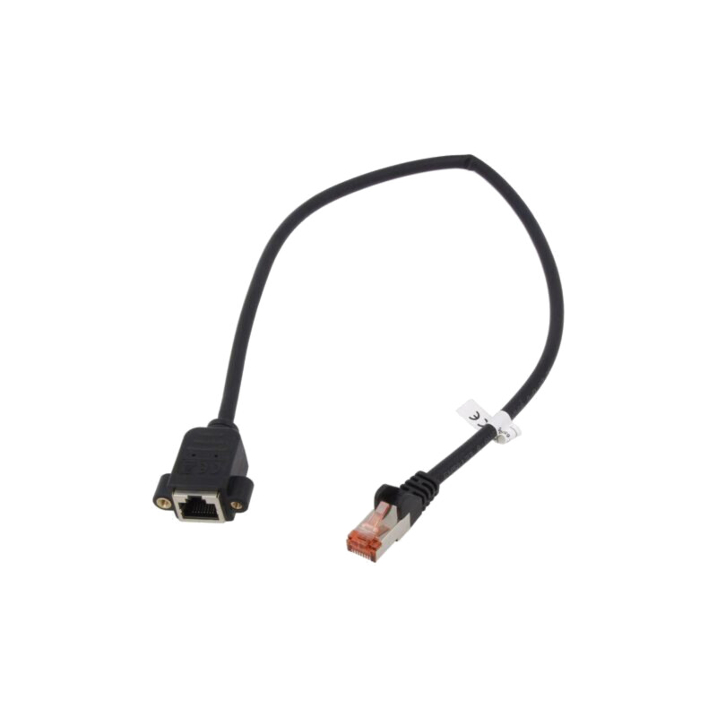 Prelungitor RJ45; S/FTP; 6; litat; Cu; LSZH; negru; 0,5m; 27AWG