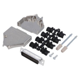 D-Sub; PIN: 25; mufă; tată; drept; lipire; pe cablu; Kit: set complet