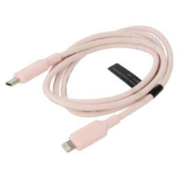 Cablu; mufă Apple Lightning,USB C mufă; nichelat; 1m; roz; PVC