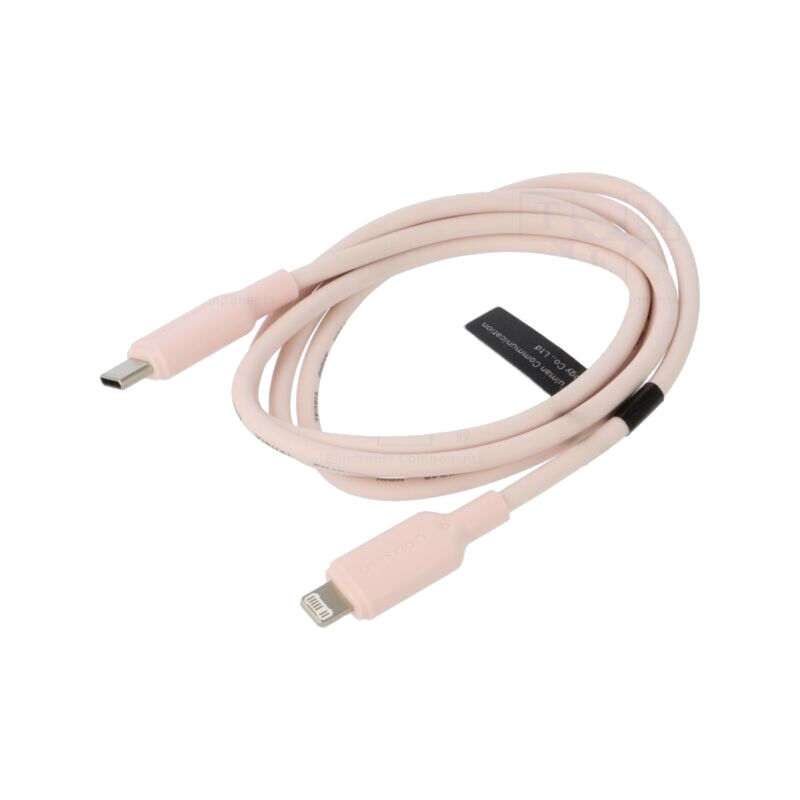Cablu; mufă Apple Lightning,USB C mufă; nichelat; 1m; roz; PVC