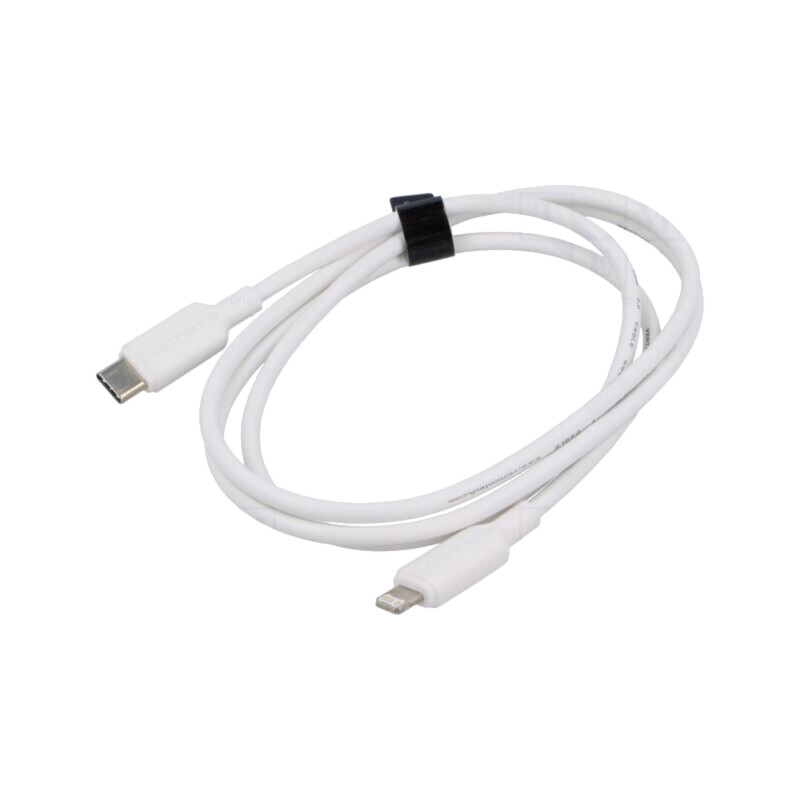 Cablu; mufă Apple Lightning,USB C mufă; nichelat; 1m; alb; PVC Cablu; mufă Apple Lightning,USB C mufă; nichelat; 1m; alb; PVC