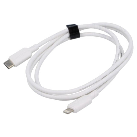 Cablu; mufă Apple Lightning,USB C mufă; nichelat; 1m; alb; PVC