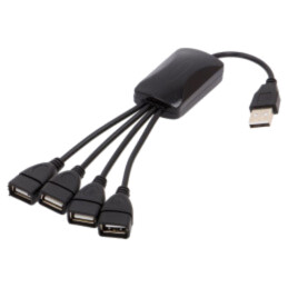 Hub USB; USB A soclu x4,USB A mufă; USB 2.0; neagră; 0,15m; ABS