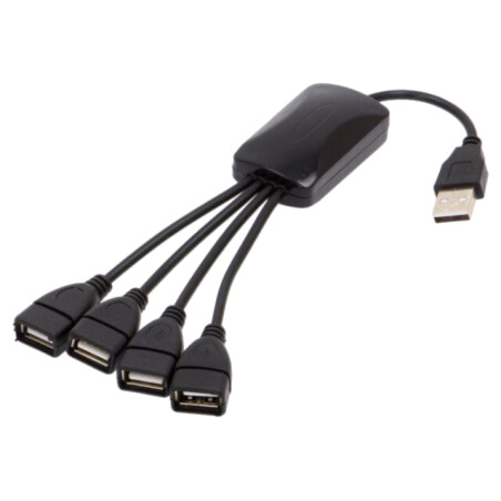 Hub USB; USB A soclu x4,USB A mufă; USB 2.0; neagră; 0,15m; ABS