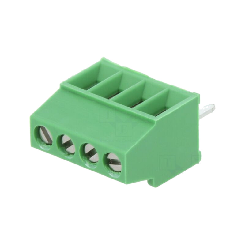 Regletă de conexiuni pt.PCB; în unghi 90°; 2,54mm; piste: 4; 10A Regletă de conexiuni pt.PCB; în unghi 90°; 2,54mm; piste: 4; 10A