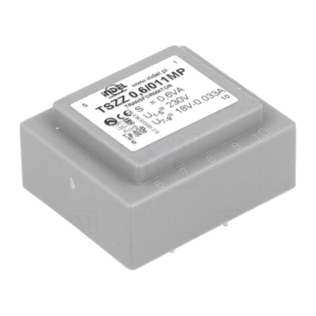Transformator: încapsulat; 0,6VA; 230VAC; 18V; 33mA; PCB; IP00