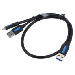 Cablu; USB 3.0; USB A mufă x2,USB B micro mufă; nichelat; 0,5m
