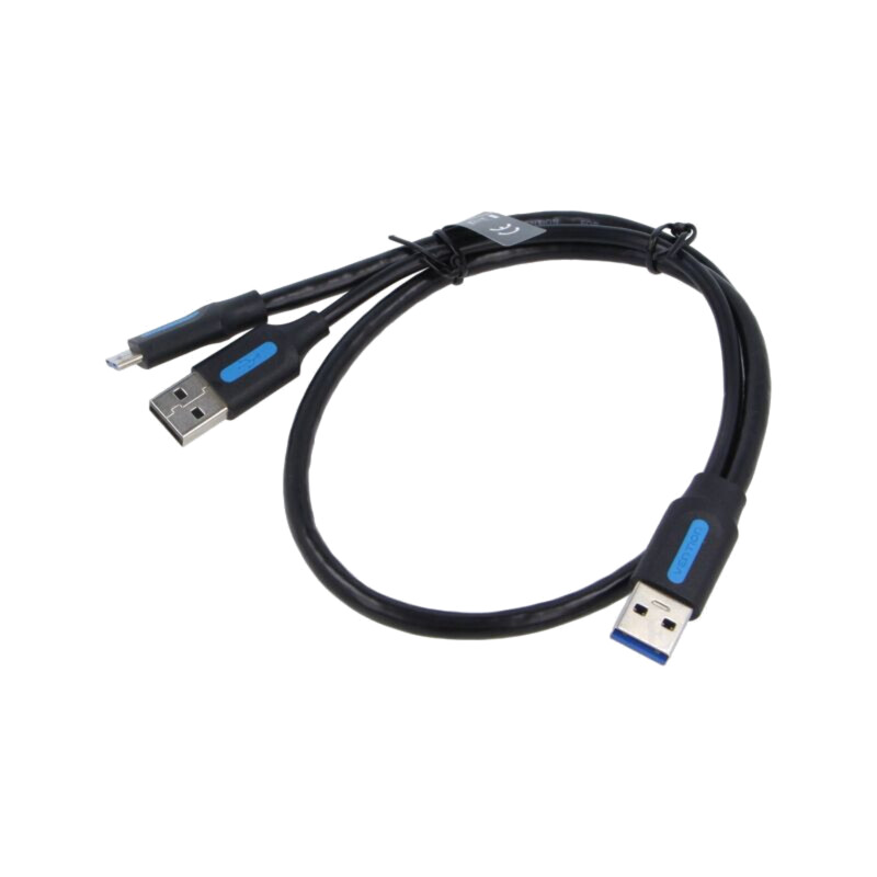 Cablu; USB 3.0; USB A mufă x2,USB B micro mufă; nichelat; 0,5m
