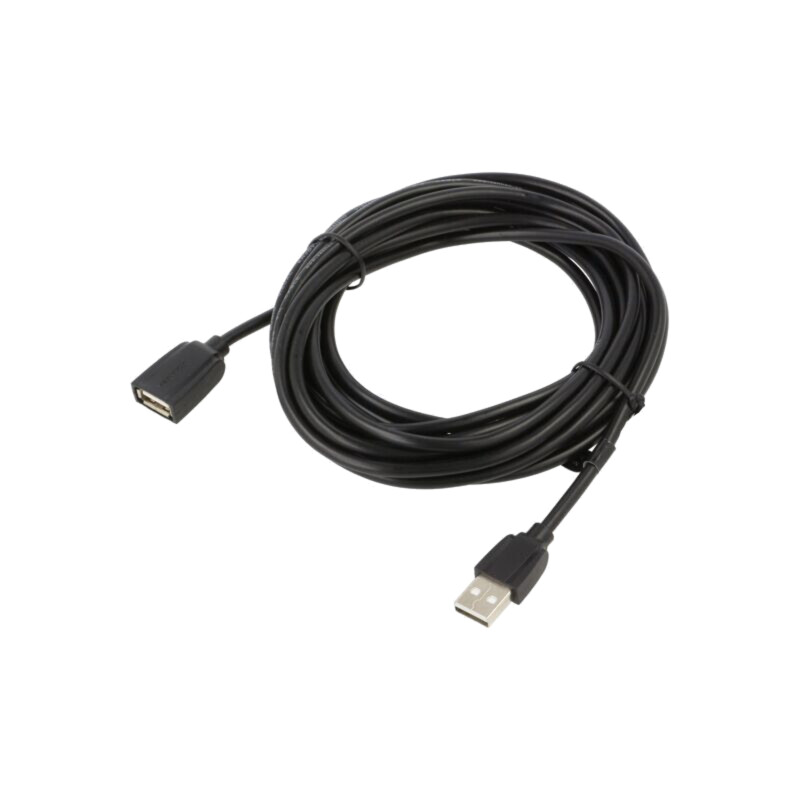 Cablu; USB 2.0; USB A soclu,USB A mufă; nichelat; 5m; negru; PVC