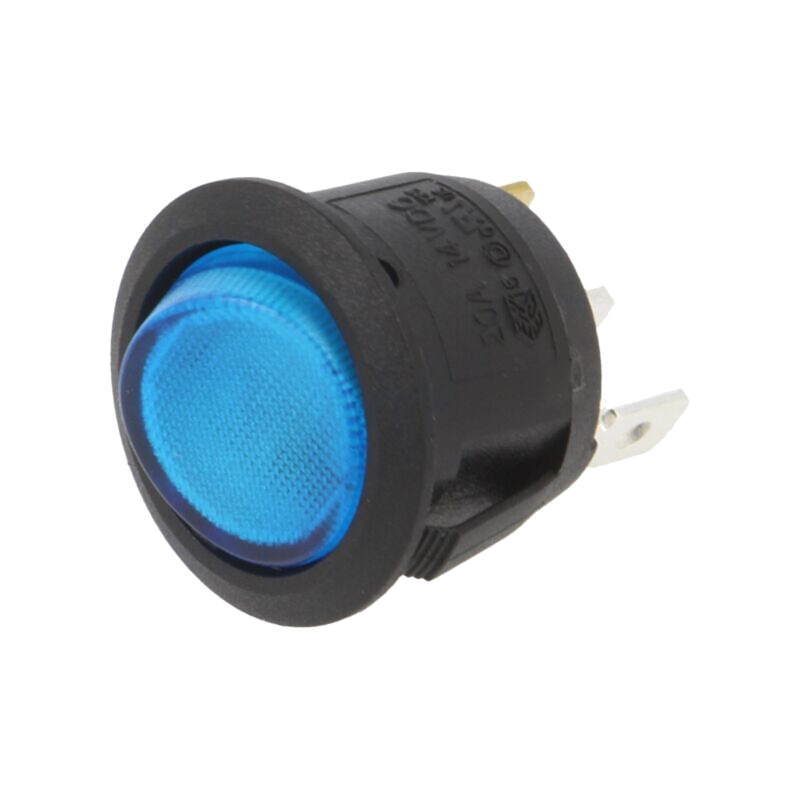 ROCKER; SPST; Poz: 2; ON-OFF; 20A/14VDC; albastră; LED; RA; UL94V-2