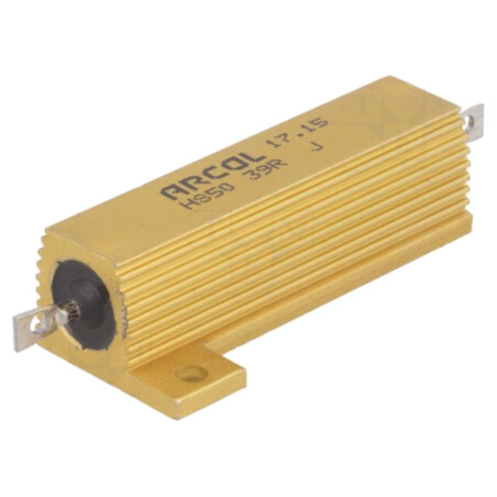 Rezistor: bobinat; înşurubare; 39Ω; 50W; ±5%; 49,1x29,7x14,8mm