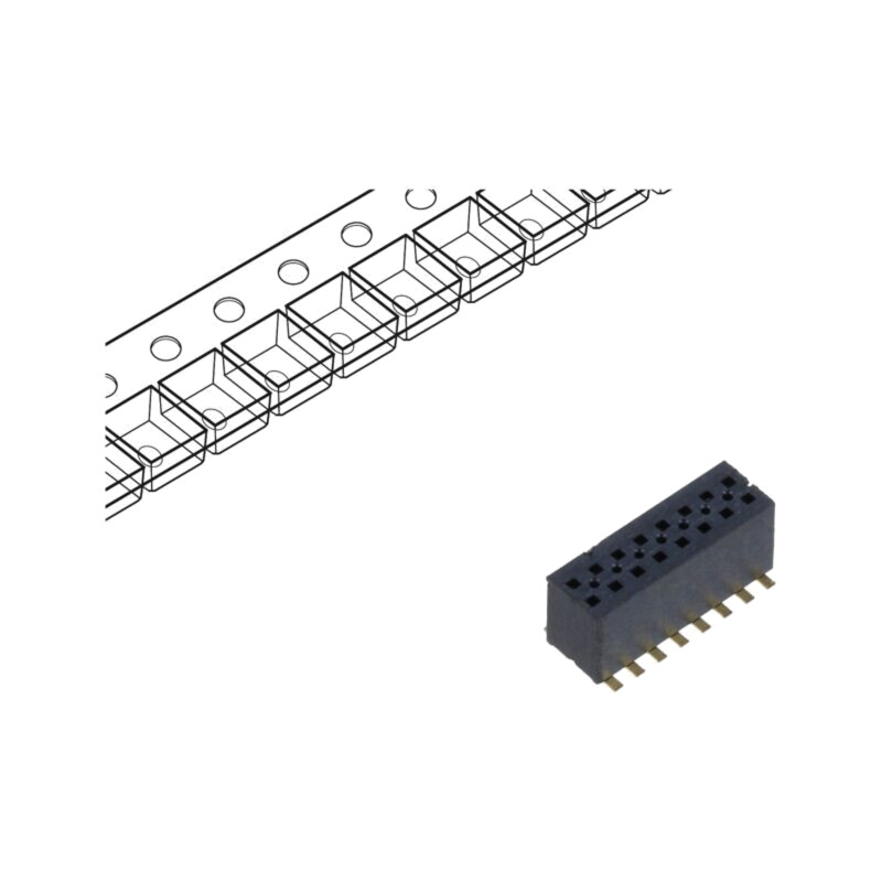 Conector: şiruri pini; tată; PIN: 16; 1,27mm; aurit; SMT; soclu