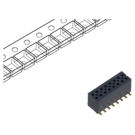 Conector: şiruri pini; tată; PIN: 16; 1,27mm; aurit; SMT; soclu