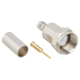 Conector: F; mufă; tată; drept; 75Ω; crimpat; pe cablu; PTFE; aurit