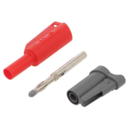 Conector: banană 4mm; mufă; 36A; 1kVAC; roşie; cu izolaţie; 58,9mm
