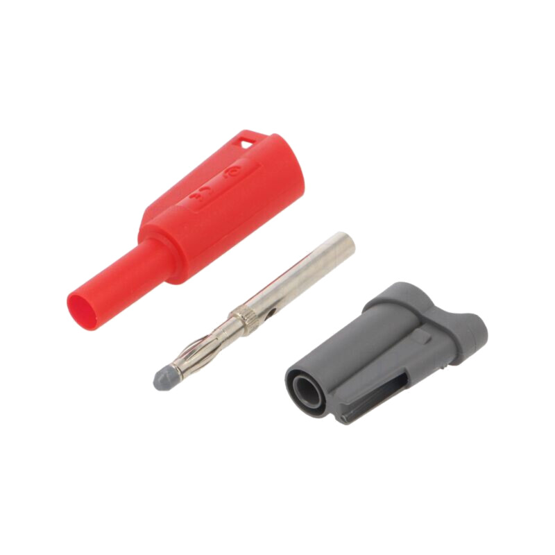 Conector: banană 4mm; mufă; 36A; 1kVAC; roşie; cu izolaţie; 58,9mm Conector: banană 4mm; mufă; 36A; 1kVAC; roşie; cu izolaţie; 58,9mm