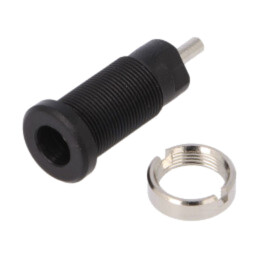 Conector: banană 2mm; soclu; 10A; 600V; 25mm; neagră; cu izolaţie