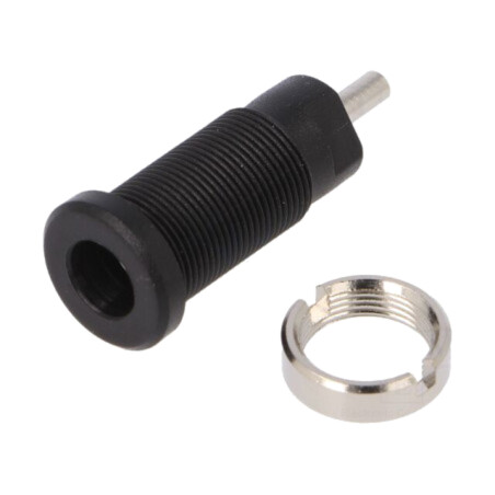Conector: banană 2mm; soclu; 10A; 600V; 25mm; neagră; cu izolaţie