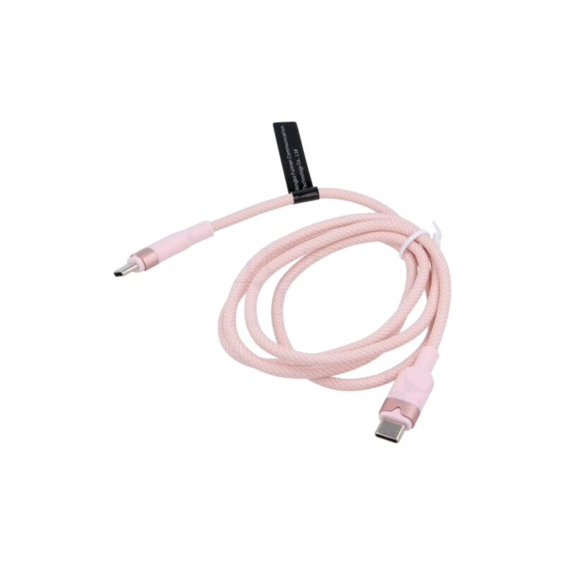 Cablu; USB 2.0; USB C mufă,din ambele părţi; nichelat; 1m; roz
