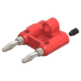 Adaptor; roşie; 15A; banană 4mm mufă x2,banană MDP mufă x2; 5mΩ