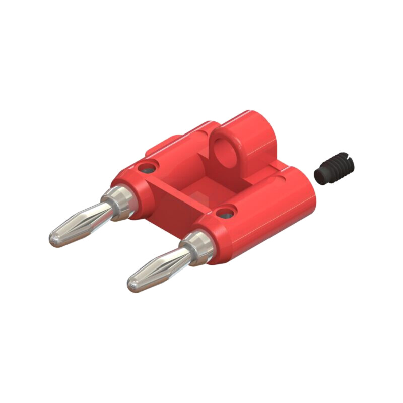 Adaptor; roşie; 15A; banană 4mm mufă x2,banană MDP mufă x2; 5mΩ