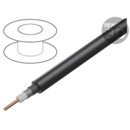 Cablu: coaxial; RG59 mini; 1x23AWG; sârmă; Cu; PE; negru; 305m