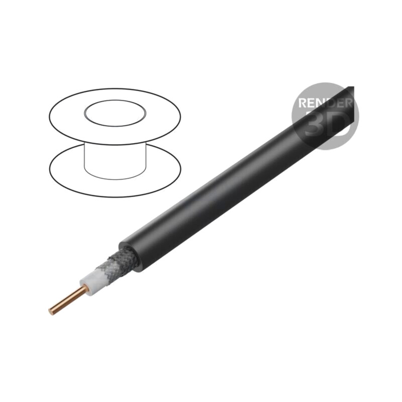 Cablu: coaxial; RG59 mini; 1x23AWG; sârmă; Cu; PE; negru; 305m