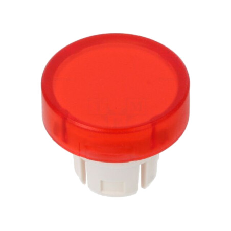 Lentilă pentru buton; 22mm; 61; roşie,transparentă; plastic