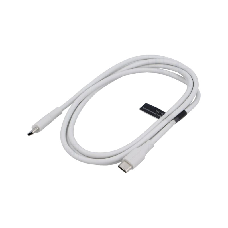 Cablu; USB 2.0; USB C mufă,din ambele părţi; nichelat; 1,5m; alb
