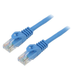 Patch cord; U/UTP; 5e; litat; CCA; PVC; albastru; 15m; 26AWG; Fire: 8