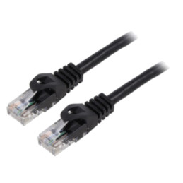 Patch cord; U/UTP; 6; litat; CCA; PVC; negru; 10m; 26AWG; Fire: 8
