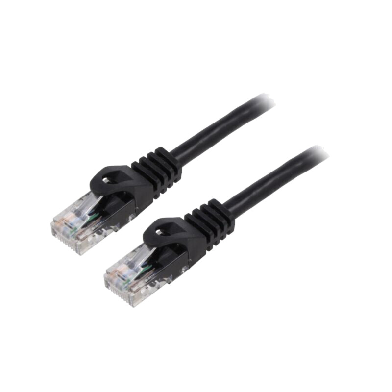 Patch cord; U/UTP; 6; litat; CCA; PVC; negru; 10m; 26AWG; Fire: 8