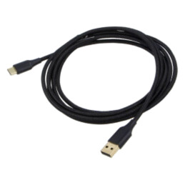 Cablu; USB 2.0; USB A mufă,USB C mufă; aurit; 2m; negru; textilă