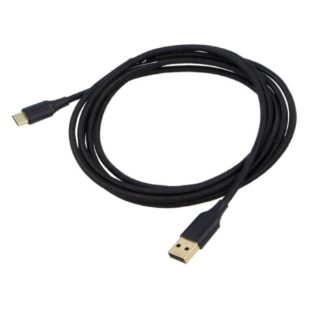 Cablu; USB 2.0; USB A mufă,USB C mufă; aurit; 2m; negru; textilă