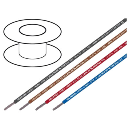 Cablu; H07V2-K; litat; Cu; 10mm2; 8AWG; PVC; negru; 450V,750V