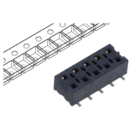 Conector: şiruri pini; mamă; PIN: 10; 2,54mm; aurit; SMT; soclu; rolă