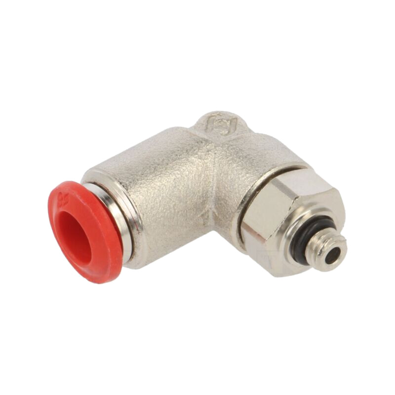 Racord push-in; în unghi; -0,99÷20bar; alamă nichelată; Filet: M5 Racord push-in; în unghi; -0,99÷20bar; alamă nichelată; Filet: M5