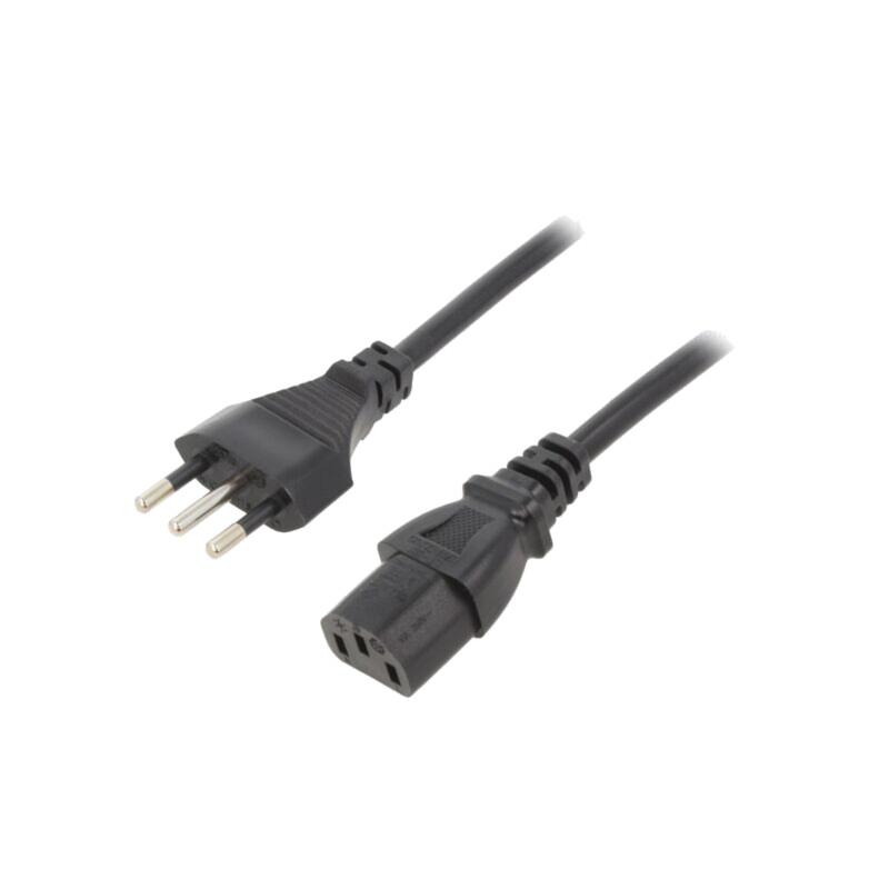 Cablu; 3x1mm2; CEI 23-50 (L) mufă,IEC C13 mamă; PVC; 1m; negru