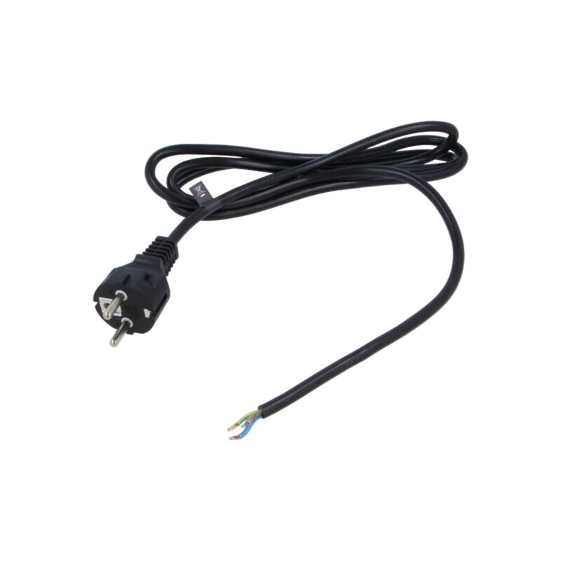 Cablu; 3x1mm2; CEE 7/7 (E/F) mufă,cabluri; PVC; 1,8m; negru; 16A