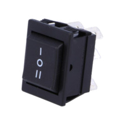 ROCKER; DP3T; Poz: 3; ON-OFF-ON; 16A/250VAC; 20A/28VDC; neagră; fără