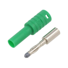 Conector: banană 4mm; mufă; 36A; 1kVAC; verde; cu izolaţie; 63mm