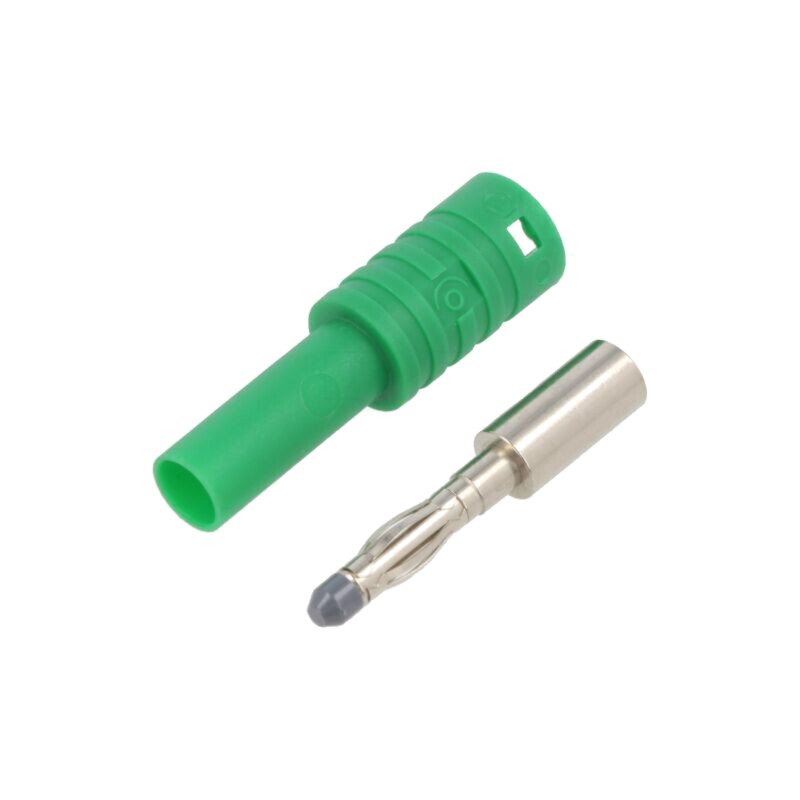 Conector: banană 4mm; mufă; 36A; 1kVAC; verde; cu izolaţie; 63mm