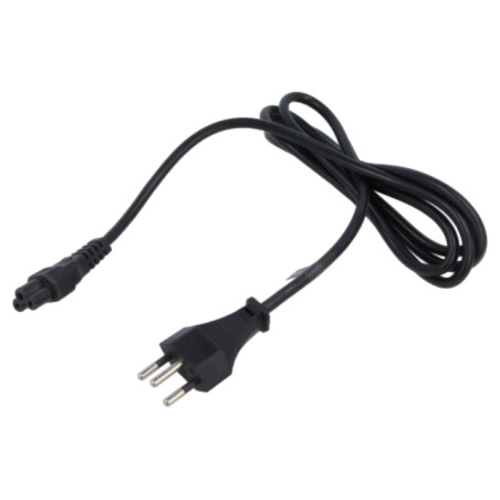 Cablu; 3x0,75mm2; IEC C5 mamă,SEV-1011 (J) mufă; PVC; 1,8m; negru
