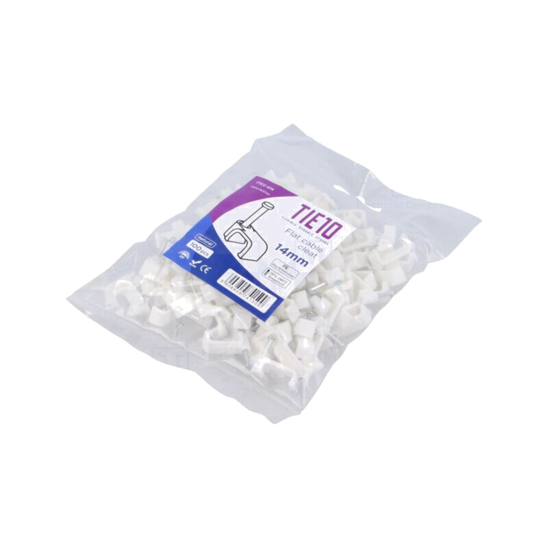 Element de susţinere; natural; pentru cablu plat; 100buc; cu cui