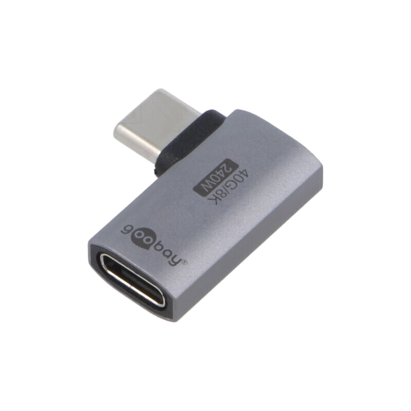 Adaptor; USB 4.0; USB C soclu,USB C mufă în unghi; nichelat