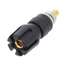 Conector: banană 4mm; soclu; 30A; 60VDC; 48mm; neagră; aurit; 30mΩ