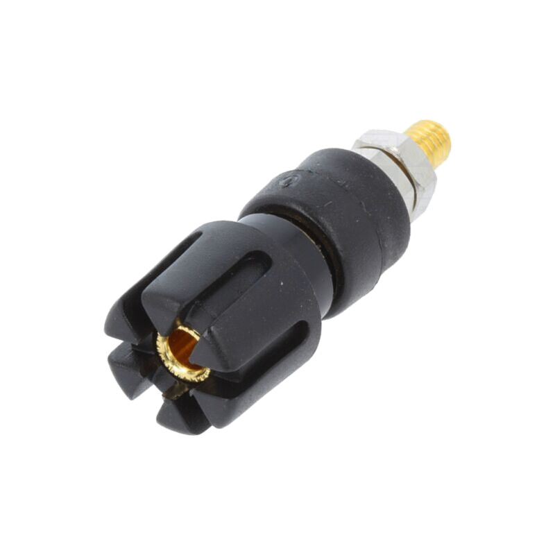 Conector: banană 4mm; soclu; 30A; 60VDC; 48mm; neagră; aurit; 30mΩ