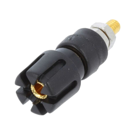 Conector: banană 4mm; soclu; 30A; 60VDC; 48mm; neagră; aurit; 30mΩ