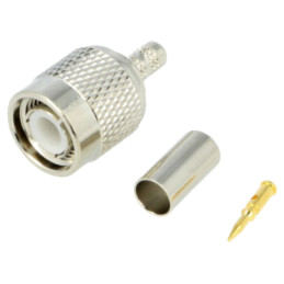Conector: TNC; mufă; tată; drept; 50Ω; crimpat; pe cablu; POM; aurit