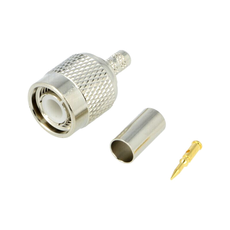 Conector: TNC; mufă; tată; drept; 50Ω; crimpat; pe cablu; POM; aurit